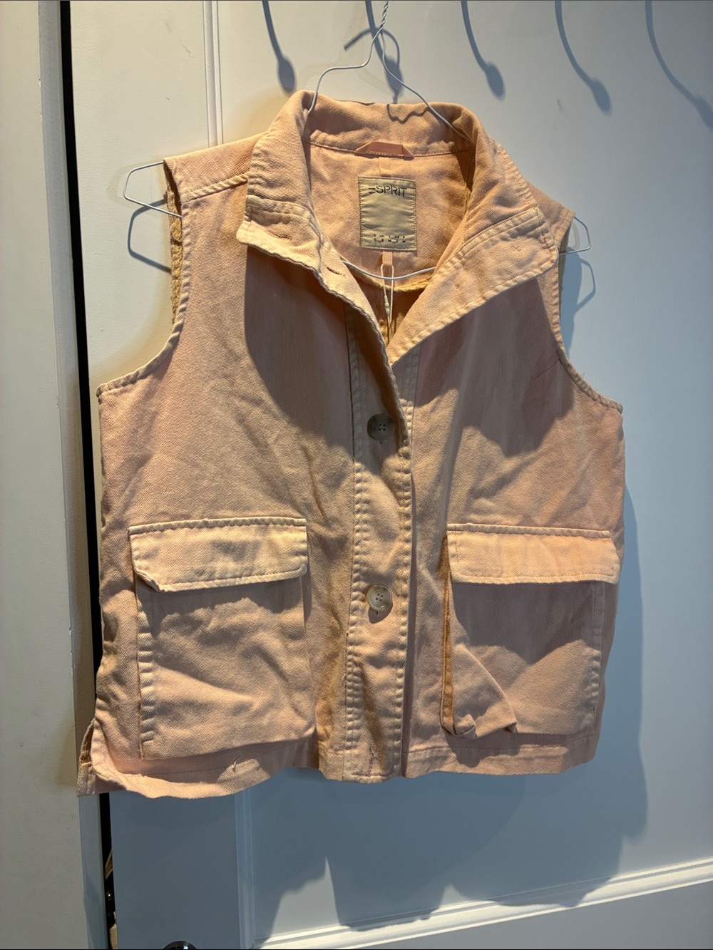 NWT Esprit Peach Sleeveless Front Pocket Denim Utility Vest CB
